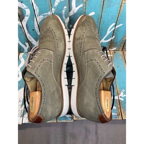 Johnston & Murphy Martell Perforated Wingtip Gray Tumble Nubuck Sz 13M - Picture 6 of 10